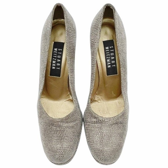 Vintage Stuart Weitzman Taupe Smoke Leather Iguana Print Pumps Women’s Size 6.5 - Picture 10 of 13